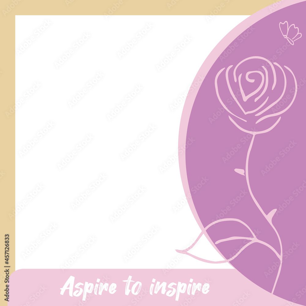 Message template in beige and pink colors, inscription 