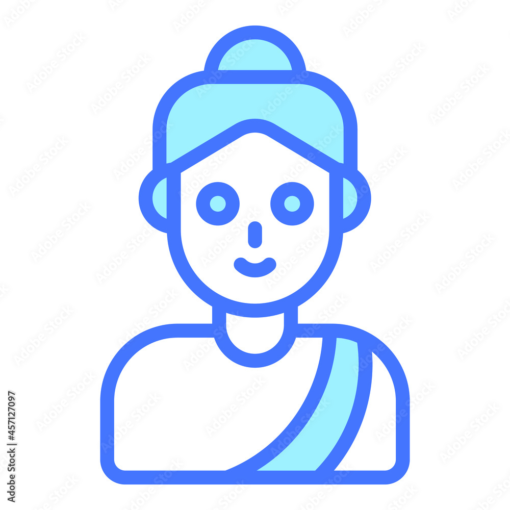 indian women blue outline icon, isolated vector design indian women blue outline icon, isolated vector design