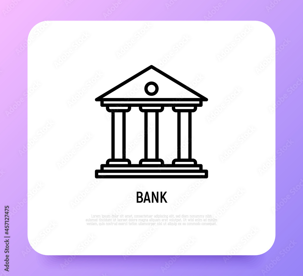 Bank thin line icon. Modern vector illustration. Bank thin line icon. Modern vector illustration.