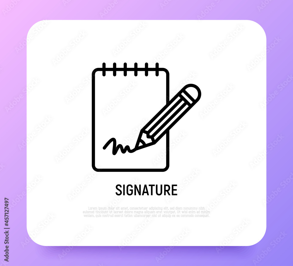 Signature thin line icon. Modern vector illustration.