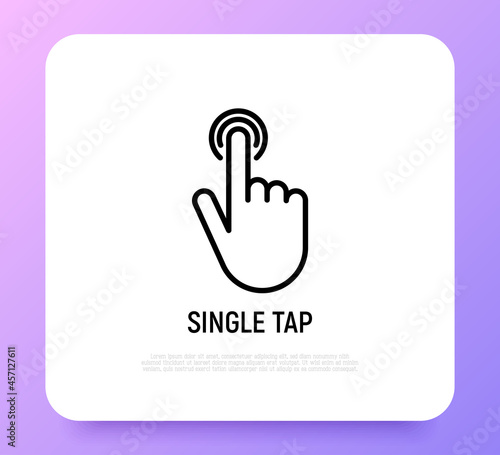 Single tap, finger touch thin line icon. Modern vector illustration.