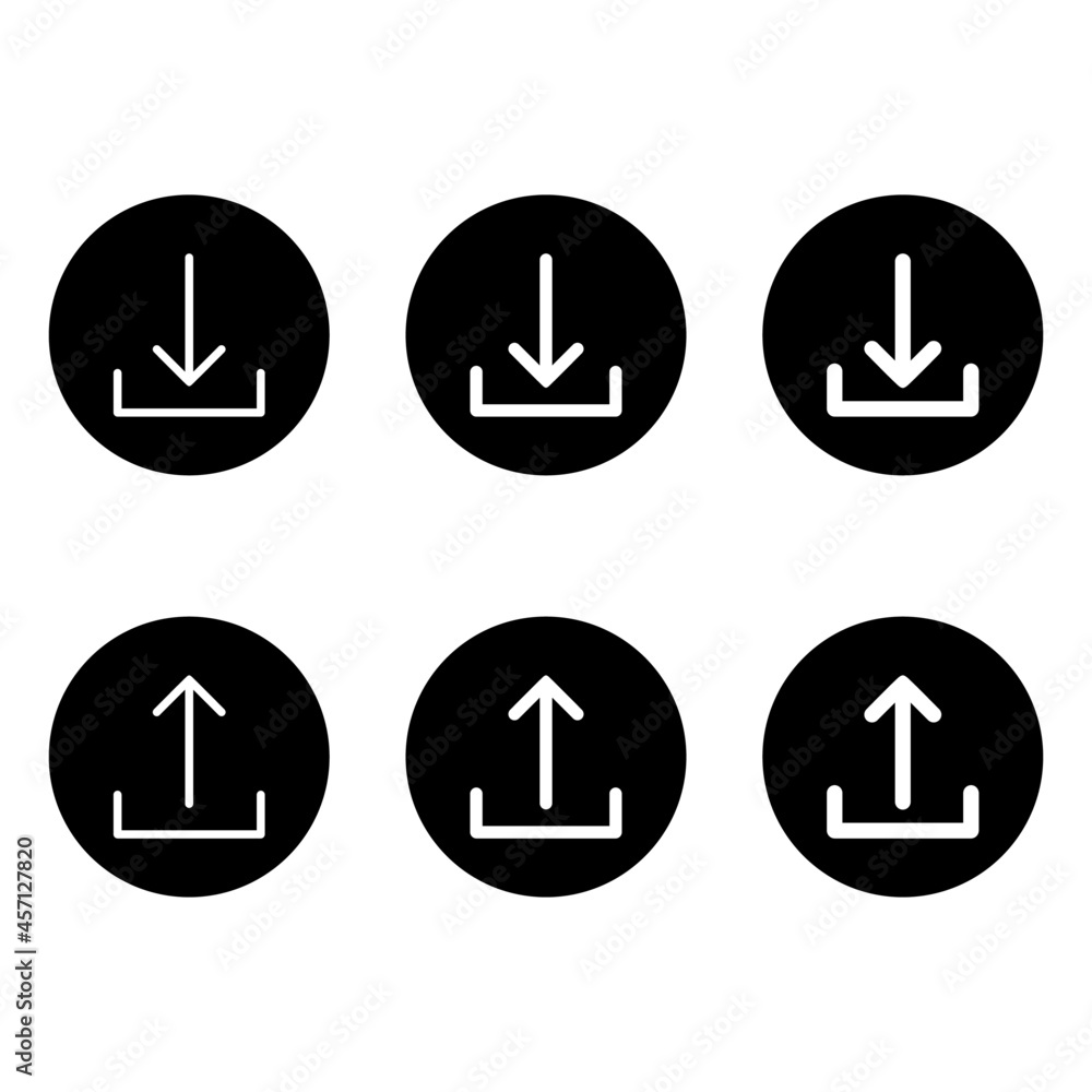 Set of download and upload icons Set of download and upload icons