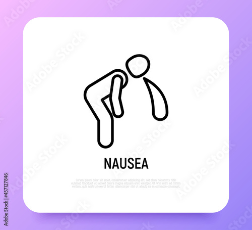 Nausea thin line icon. Modern vector illustration of vomiting.