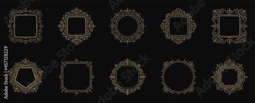Vintage flourishes ornament frames set vector illustration