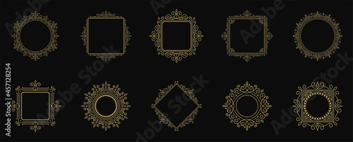 Vintage flourishes ornament frames set vector illustration