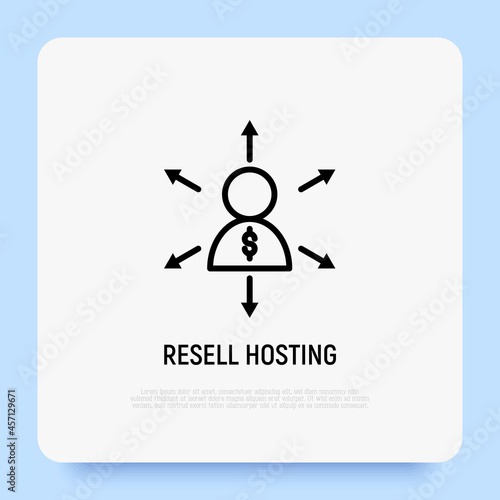 Hosting reseller thin line icon. Modern vector illustration.