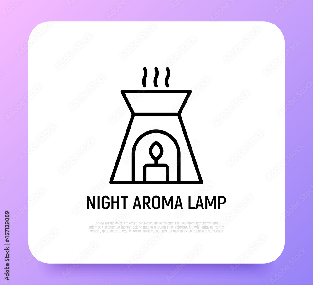 Night aroma lamp with candle thin line icon. Modern vector illustration. Night aroma lamp with candle thin line icon. Modern vector illustration.