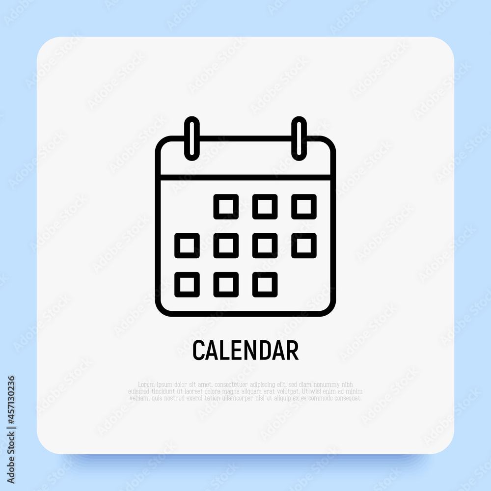 Calendar thin line icon. Modern vector illustration. Calendar thin line icon. Modern vector illustration.