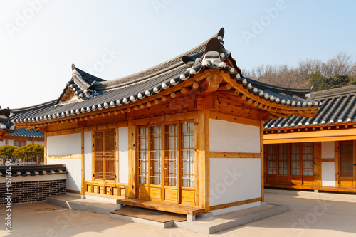 Traditional Korean style architecture at Hanok Village. Traditional Korean house. © MYUNGKU