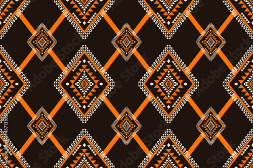Geometric ethnic oriental seamless pattern traditional Design for background,carpet,wallpaper.clothing,wrapping,Batik fabric,Vector illustration.embroidery style - Sadu, sadou, sadow or sado