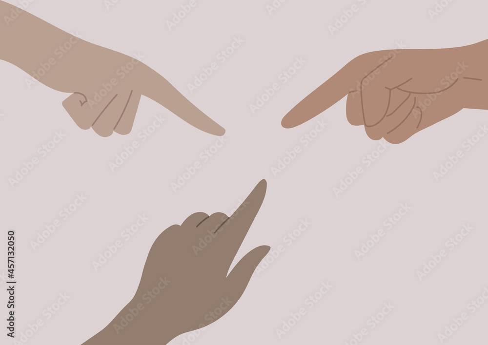 Fingers pointing at someone, public bullying, shame, and guilt concept Fingers pointing at someone, public bullying, shame, and guilt concept
