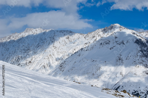 Ski slope on Elbrus. Caucasus snowy mountains. © Victoria