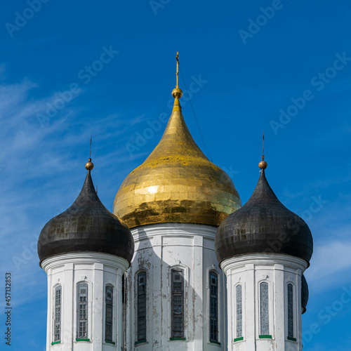 orthodox domes on a blue sky background