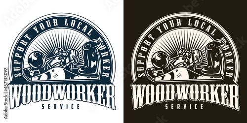 Woodworking vintage monochrome label