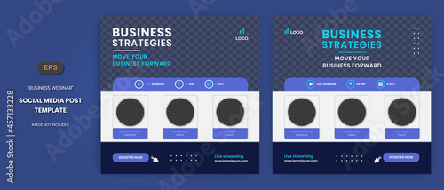Webinar flyers social media post and stories, perfect for business webinar, creative webinar and other online seminars	