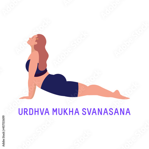 Vector Illustration of Yoga Woman. Isolated Figure on White Background. Urdhva Mukha Svanasana - Upward Facing Dog Pose Pose.