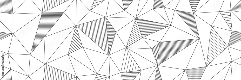 seamless linear pattern forms triangles with hatching elements. Vector illustrations for textures, textiles, simple backgrounds, covers and banners - obrazy, fototapety, plakaty 