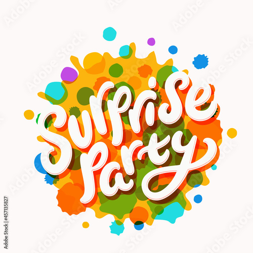 Surprise party. Vector handwritten lettering banner.