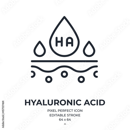 Hyaluronic acid editable stroke outline icon isolated on white background flat vector illustration. Pixel perfect. 64 x 64.