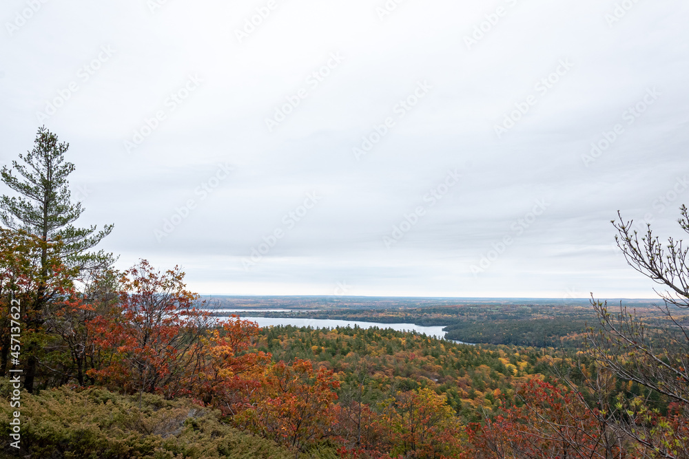 river through an autumn landscape from the top of a mountain