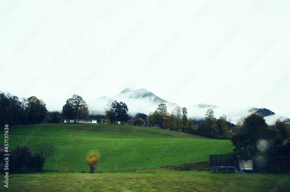 GERMANY, MUNCHEN: Scenic landscape view of autumn foggy Bavarian Alp mountains GERMANY, MUNCHEN: Scenic landscape view of autumn foggy Bavarian Alp mountains