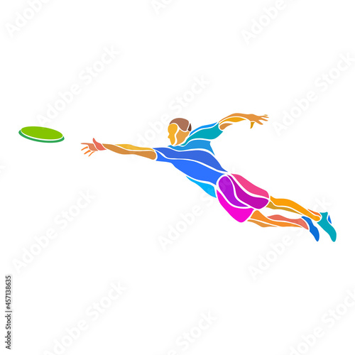 Sportsman throwing flying disc. Ultimate frisbee game.