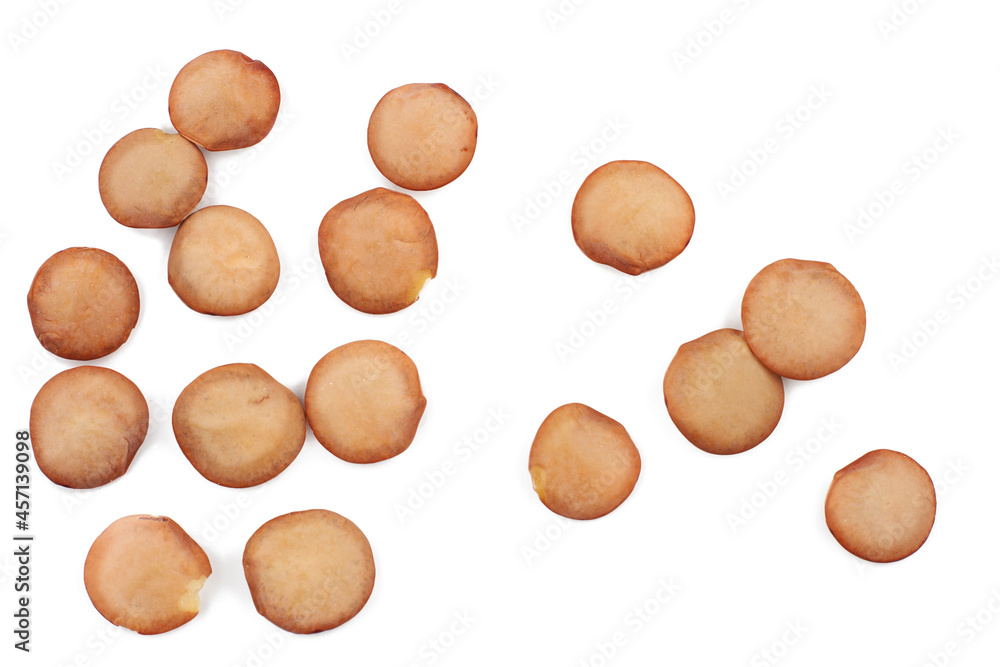 Lentils isolated on a white background, top view Lentils isolated on a white background, top view