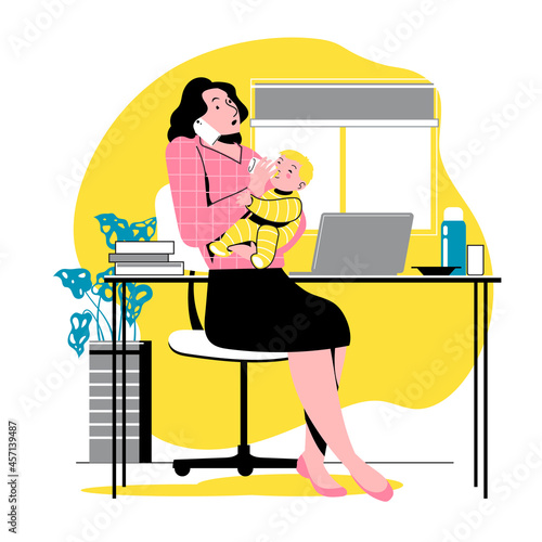 Modern Women or Super Mom with multitask activity for Family and Career