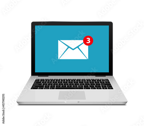 New message email notification computer vector alert reminder. Mail flat new design