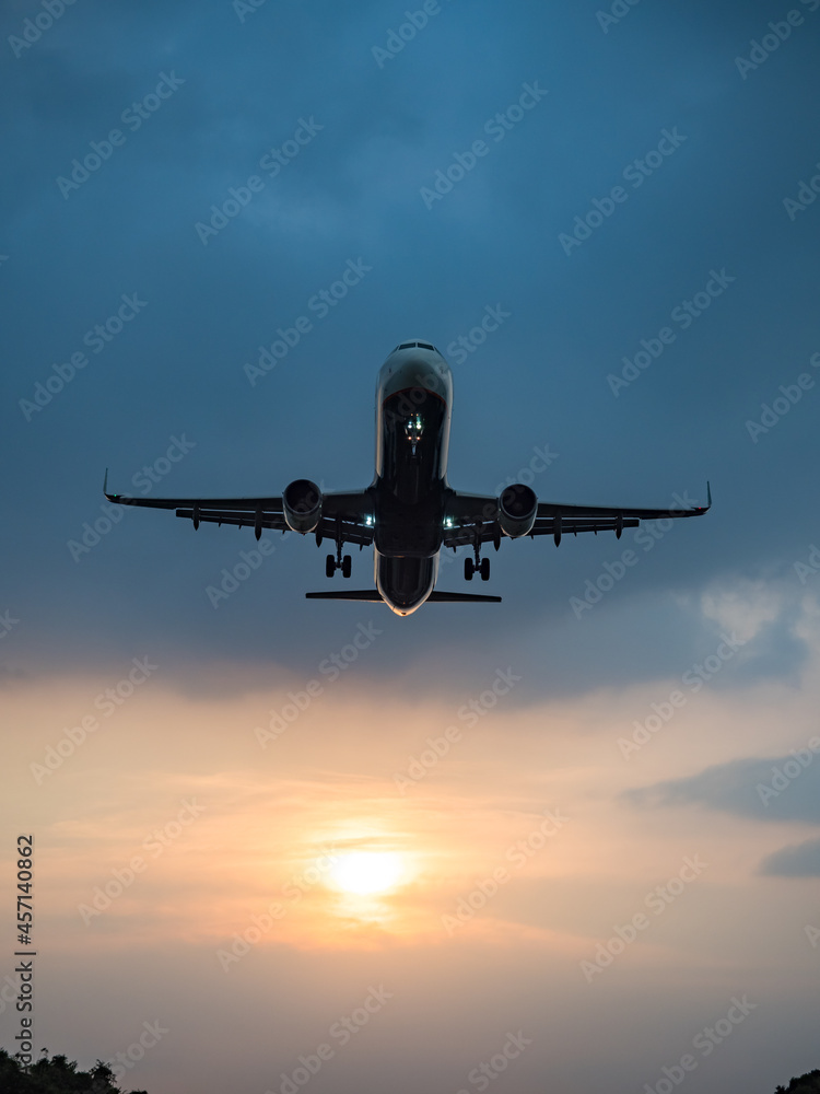 Airplane Landing in Taipei city, Taiwan.