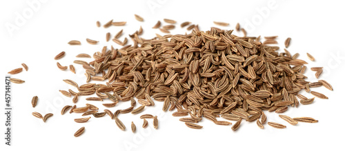 dried caraway seeds isolated on white photo