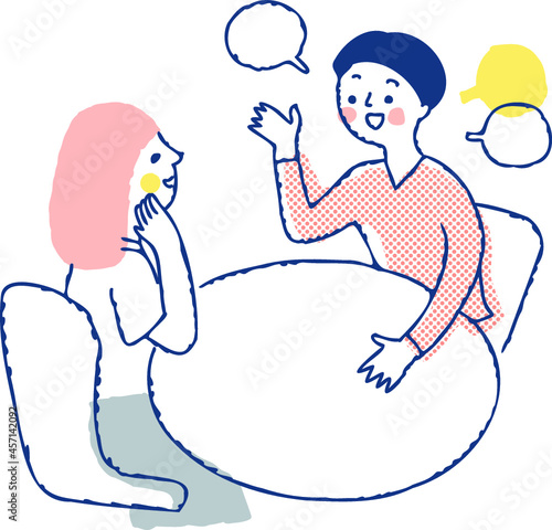 楽しそうにおしゃべりをする女性2人