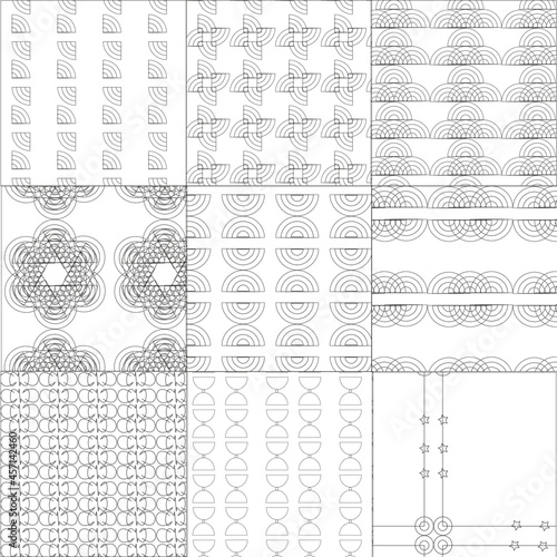 Hintergrundmuster Radialen, Vektor, 90° Radien1, 90° Radien2, halbierte Radien1 ,halbierte Radien2, halbierte Radien3, halbierte Radien4, Schleifen1, Eierbecher, Formen1