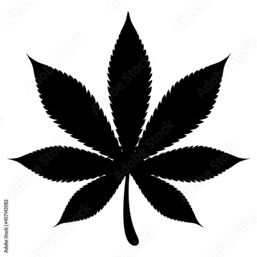 Cannabis leaf silhouette. Vector icon illustration.