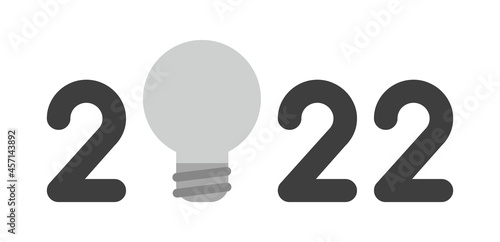New year 2022 vector concept, grey light bulb instead of zero, bad idea