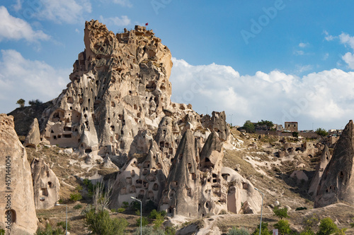 Cappadocia, Turkey - September 1, 2021 – Impressive nature by chimney rock formations and rock pillars of “love Valley” near Goreme, Cappadocia, Nevsehir, Turkey © Deyan