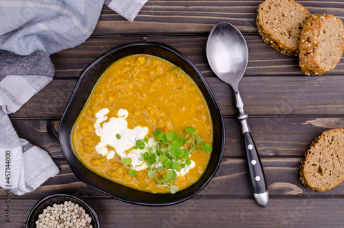 Thick soup with lentils and vegetables