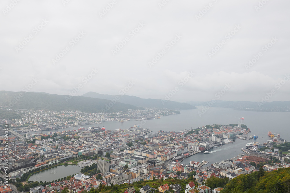 Vista aérea de Bergen, Noruega