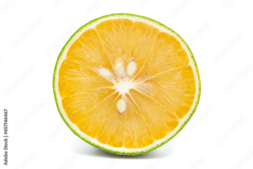 Close-up of Organic Indian Citrus fruit sweet limetta or mosambi (Citrus limetta) with its half cut, it is an green and yellow in color, isolated over white background, Close-up of Organic Indian Citrus fruit sweet limetta or mosambi (Citrus limetta) with its half cut, it is an green and yellow in color, isolated over white background,