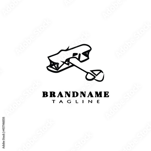 biplane logo cartoon icon template black isolated vector illustration