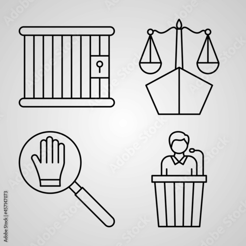 Simple Icon Set of Justice and Law Related Line Icons