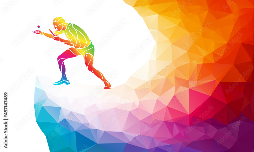 Table tennis player. Ping-pong vector polygonal illustration Table tennis player. Ping-pong vector polygonal illustration