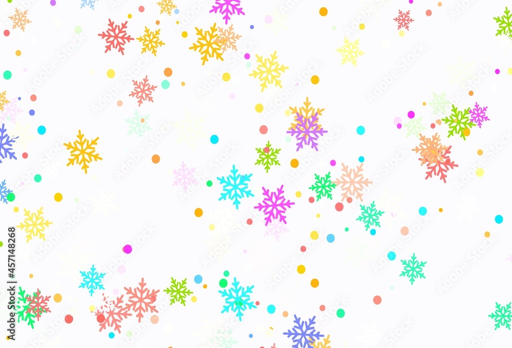Light Multicolor vector template with ice snowflakes.