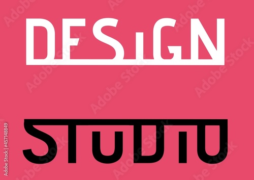 Digitally generated image of design studio text banner against pink background