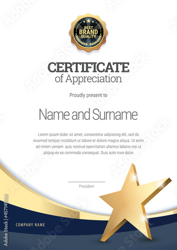 Certificate template. Diploma of modern design or gift certificate.