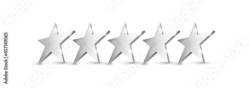 Five silver Stars. Rating or quality symbol.