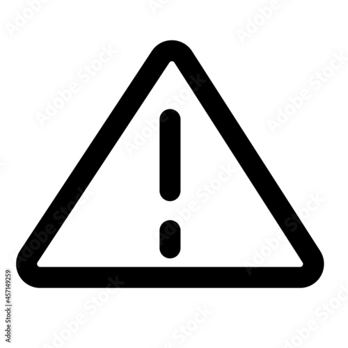 Icon combination of triangles and exclamation points that have the meaning of danger. Monoline drawing style. Black and white color.