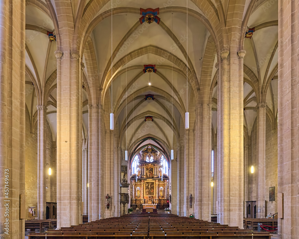 Interior of Church of St. Severus in Erfurt, Germany. Construction on the present church building began in the 1270s. It was consecrated in 1308.