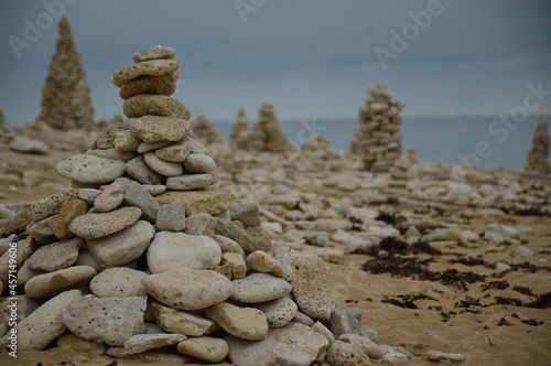 Photography Field of pyramids built on the seashore on the island of Re