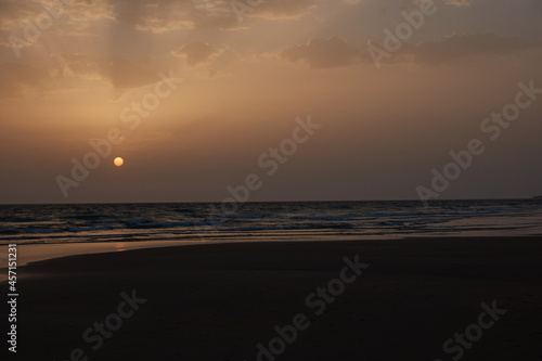sunset on the beach of El Palmar  in Vejer de la Frontera. Cadiz. Andalusia. Spain
